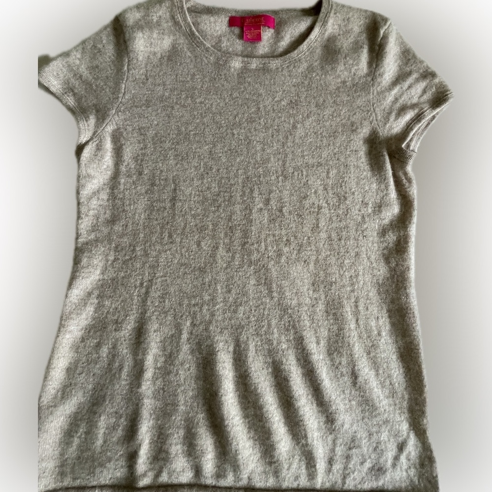 100% Cashmere Sweater Tee L Oatmeal